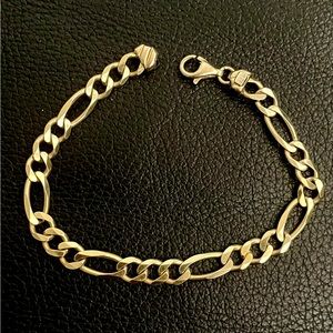 .925 Sterling Silver Italian Gold plated Figaro link bracelet